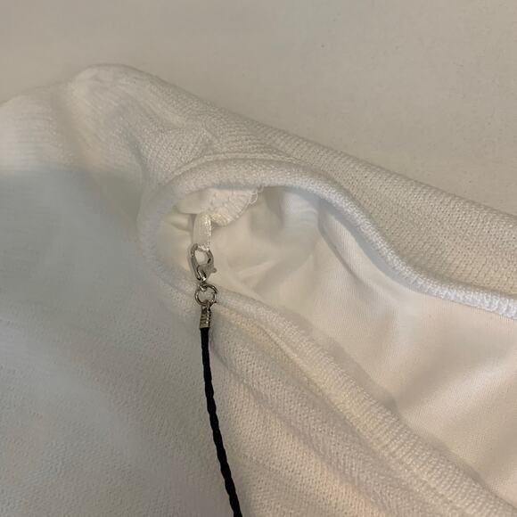 Alfred Dunner Blouse Womens L Large White Black Attached Necklace Lace Trim - Picture 7 of 13